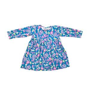 Hanna Andersson floral blue long sleeve dress size 80